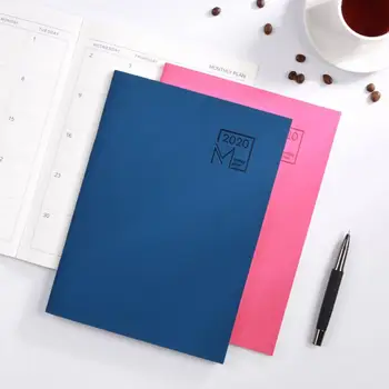  2020 Mesačný Plánovač Kožený Kryt 12-Mesačný Plánovač 24 Listov Denník Kožené Notebook Osobný Program Plánovač Notebook
