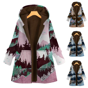  Zimné Oblečenie Žien 2020 Krajinomaľbou Parkas Žena Bunda Voľné Kabát S Kapucňou Ženy Ženy Oblečenie Móda Bežné Kabát