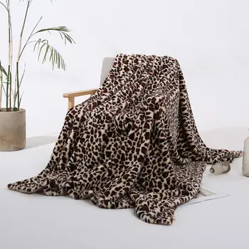  Luxusné Leopard Dizajn Fuzzy Deka Listy Super Mäkké Králik Kožušiny Crystal Krátke Plyšové posteľná bielizeň Gauč Kryt 130*160 cm/160 x 200 cm