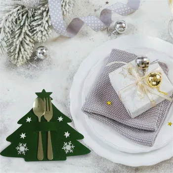  4PCS Vianočný Stromček, Príbory Taška Dekorácie, Kuchynský Riad Držiteľ taška Strany darček ozdoby, Vianočné dekorácie pre domov
