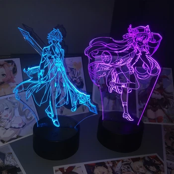  Genshin Vplyv Svetlo Lampy Obrázok Keqing pre herňa Anime Led Lampa Deti Darček Nočné Svetlo pre vnútorné Hry Genshin Spálňa Decor