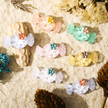  10pcs Krásne Candy Živice Nail Art Dekorácie Čiastočne Priehľadné Farebné 3D Roztomilý Cukríky na Nechty, Ozdoby DIY Manikúra Príslušenstvo